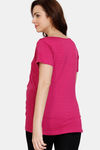 Coucou Maternity Knit Cotton Top With Discreet Feeding - Pink Yarrow — thumbnail 3