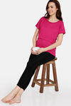 Coucou Maternity Knit Cotton Top With Discreet Feeding - Pink Yarrow — thumbnail 4