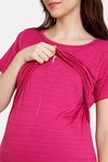 Coucou Maternity Knit Cotton Top With Discreet Feeding - Pink Yarrow — thumbnail 5