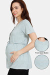 Coucou Maternity Knit Cotton Top - Quiet Green — thumbnail 1