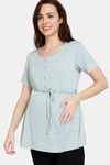 Coucou Maternity Knit Cotton Top - Quiet Green — thumbnail 2