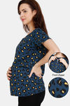 Coucou Bamboo Cotton Maternity Top With Discreet Feeding - Teal — thumbnail 1