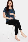 Coucou Bamboo Cotton Maternity Top With Discreet Feeding - Teal — thumbnail 4