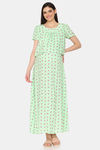 Coucou Maternity Woven Full Length Nightdress With Front Zipper And Discreet Feeding - Limecream — thumbnail 2