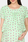 Coucou Maternity Woven Full Length Nightdress With Front Zipper And Discreet Feeding - Limecream — thumbnail 5