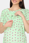 Coucou Maternity Woven Full Length Nightdress With Front Zipper And Discreet Feeding - Limecream — thumbnail 6