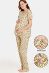 Coucou Maternity Woven Pyjama Set With Discreet Feeding - Vibrant Yellow — thumbnail 1