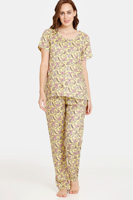 Coucou Maternity Woven Pyjama Set With Discreet Feeding - Vibrant Yellow — image 2