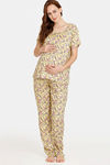 Coucou Maternity Woven Pyjama Set With Discreet Feeding - Vibrant Yellow — thumbnail 4