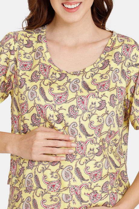Coucou Maternity Woven Pyjama Set With Discreet Feeding - Vibrant Yellow — image 5