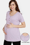 Coucou Maternity Knit Top - Lilac — thumbnail 1