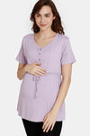 Coucou Maternity Knit Top - Lilac — thumbnail 2