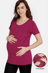 Coucou Maternity Knit Top - Rosewood — thumbnail 1