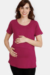 Coucou Maternity Knit Top - Rosewood — thumbnail 2