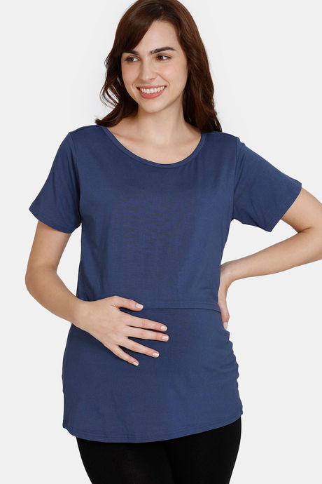 Coucou Maternity Knit Top - Sodalite Blue — image 2