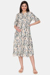 Coucou Maternity Woven Mid Length Nightdress - Tapioca — thumbnail 4