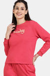 Coucou Fleece Knit Cotton Sweatshirt - Teaberry — thumbnail 2