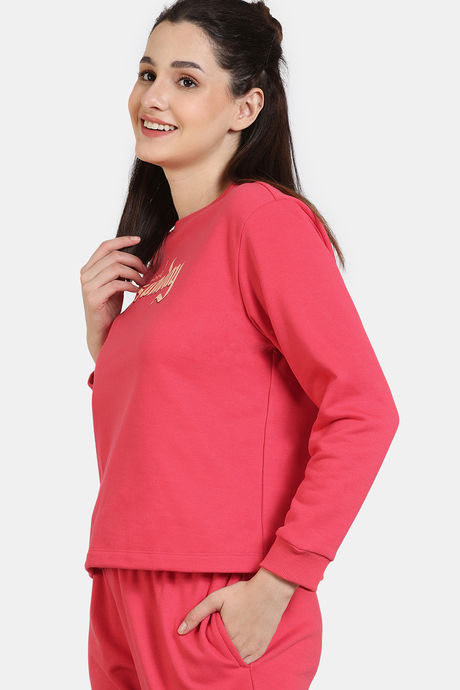 Coucou Fleece Knit Cotton Sweatshirt - Teaberry — image 3