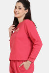 Coucou Fleece Knit Cotton Sweatshirt - Teaberry — thumbnail 3