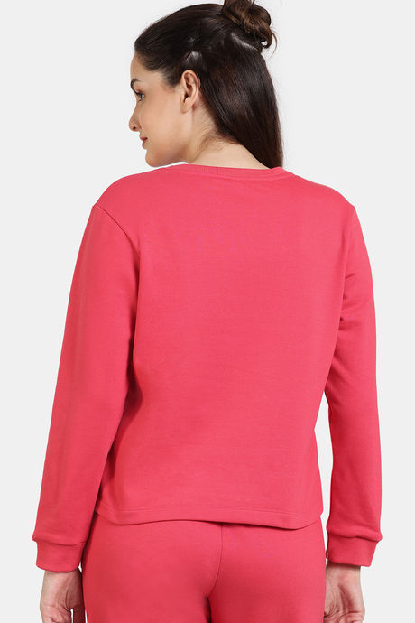 Coucou Fleece Knit Cotton Sweatshirt - Teaberry — image 4