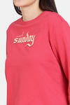 Coucou Fleece Knit Cotton Sweatshirt - Teaberry — thumbnail 5