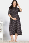 Coucou Maternity Woven Mid Calf Length Loungewear Dress With Front Open Button - Mink — thumbnail 2