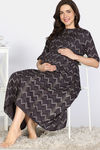 Coucou Maternity Woven Mid Calf Length Loungewear Dress With Front Open Button - Mink — thumbnail 4