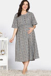 Coucou Maternity Woven Mid Calf Length Loungewear Dress With Front Open Button - White — thumbnail 2
