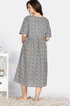 Coucou Maternity Woven Mid Calf Length Loungewear Dress With Front Open Button - White — thumbnail 3