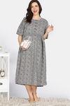 Coucou Maternity Woven Mid Calf Length Loungewear Dress With Front Open Button - White — thumbnail 4