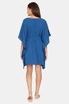Coucou Knee Length Slip On Poncho With Waist Tie Up - Palace Blue — thumbnail 3