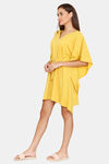 Coucou Knee Length Slip On Poncho With Waist Tie Up - Spicy Musturd — thumbnail 2