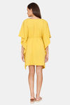 Coucou Knee Length Slip On Poncho With Waist Tie Up - Spicy Musturd — thumbnail 3