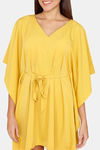 Coucou Knee Length Slip On Poncho With Waist Tie Up - Spicy Musturd — thumbnail 5