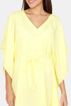 Coucou Knee Length Slip On Poncho With Waist Tie Up - Vibrant Yellow — thumbnail 5