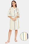 Coucou Above Knee Robe With Tie On - Fusion Coral Stripe — thumbnail 1