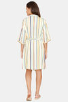Coucou Above Knee Robe With Tie On - Fusion Coral Stripe — thumbnail 3