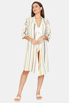Coucou Above Knee Robe With Tie On - Fusion Coral Stripe — thumbnail 4