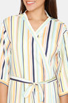 Coucou Above Knee Robe With Tie On - Fusion Coral Stripe — thumbnail 5