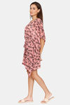 Coucou Knee Length Slip On Printed Poncho With Waist Tie Up - Pink Lemonade — thumbnail 2