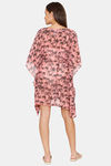 Coucou Knee Length Slip On Printed Poncho With Waist Tie Up - Pink Lemonade — thumbnail 3