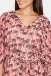 Coucou Knee Length Slip On Printed Poncho With Waist Tie Up - Pink Lemonade — thumbnail 5