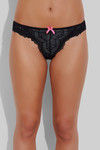 Zivame Low Rise Floral Lace Black Thong — thumbnail 1
