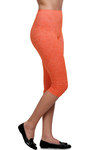 Zivame Stretch Cotton Blend Burnout Calf Length Leggings- Tangerine Orange — thumbnail 2