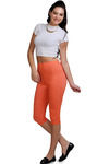 Zivame Stretch Cotton Blend Burnout Calf Length Leggings- Tangerine Orange — thumbnail 4
