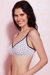 Rosaline Cotton Rich Polka Printed Wirefree Bra- Purple — thumbnail 3