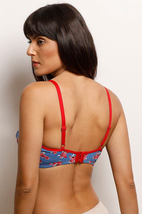 Rosaline All Day Single Layered Non Wired 3/4th Coverage Bra - Blue Base Pt — image 3