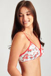 Rosaline All Day Single Layered Non Wired 3/4th Coverage Bra-White With Red Floral — thumbnail 3