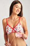 Rosaline All Day Single Layered Non Wired 3/4th Coverage Bra-White With Red Floral — thumbnail 4