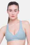Candyskin Medium Impact Cotton Elastane Slip On Sports Bra - Blue — thumbnail 1